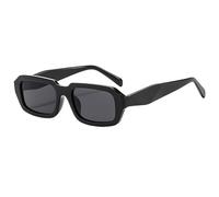 Long Keeper Retro Rechteck Sonnenbrille Damen Herren Vintage Eckig Sonnenbrille Trendige Quadratischem Brille UV400 Schutz (Schwarz Schwarz)