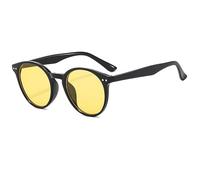 Long Keeper Retro Runde Sonnenbrille Herren Damen 90s Retro Sonnenbrille Damen Klassische Sonnenbrille Uv400 Schutz (Schwarz Gelb)