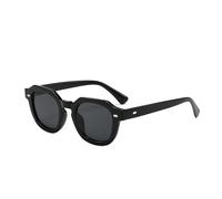 Long Keeper Vintage Quadratische Sonnenbrille Herren Damen 90er Retro Polygon Sonnenbrille Trendige Rechteckige Brillen (Schwarz Schwarz)