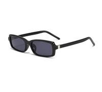 Long Keeper Vintage Rechteckige Sonnenbrille Damen Herren 90er Y2K Retro Sonnenbrille Schmal Eckig Funky Mode Retro Brille Rechteckig UV Schutz (Schwarz Rahmen - Dunkelgrau Gläser)
