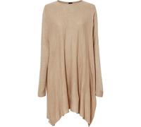 Longpullover BONPRIX "Long-Pullover aus Viskose-Mix", Damen, Gr. 36/38 (S), beige (saharabeige meliert), Obermaterial: 50% Polyacryl, 50% Viskose, oversize, Pullover Longpullover, aus Polyacryl und Vi