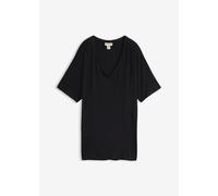 T-Shirt BONPRIX "Long-Shirt aus nachhaltigem Viskose-Mix", Damen, Gr. 44/46 (L), schwarz, Obermaterial: 95% Viskose, 5% Elasthan, oversize, Shirts T-Shirt, Oversize-Passform, Halbarm-Design, aus Visko