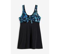 Tankini-Top BONPRIX "Long-Tankinioberteil mit breiten Trägern", Damen, Gr. 44, N-Gr, schwarz (schwarz paisley), Elasthan, Polyamid, Polyester, unifarben mit Farbeinsätzen, Bikini-Oberteile, breites Lo