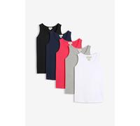 Longtop BONPRIX, Damen, Gr. 44/46 (L), hibiskuspink, hellgrau meliert, weiß, schwarz, dunkelblau, Jersey, Obermaterial: 90% Baumwolle, 10% Viskose, figurumspielend Po-bedeckend, Rundhals, eingefasste