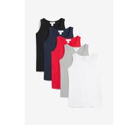 Longtop BONPRIX, Damen, Gr. 48/50 (XL), bunt (erdbeere, weiß, hellgrau meliert, dunkelblau, schwarz), Jersey, Obermaterial: 90% Baumwolle, 10% Viskose, figurumspielend Po-bedeckend, Rundhals, eingefas