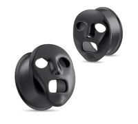 Longbeauty 1 Paar 316L Edelstahl Ohr Tunnels mit Maske 8MM-16MM Ohrdrehner Herren Damen Ohr Plug Gauges Piercing Gesicht Design Retro Expander, Schwarz, 16MM