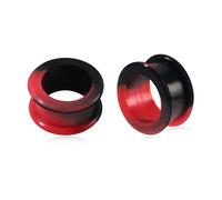 Longbeauty Hart Silikon Flesh Ear Tunnel Hollow Ohr Plug Double Flared Flexibler Ohr Expander Ohr Piercing, Rot & Schwarz, 6MM