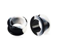 Longbeauty Hart Silikon Flesh Ear Tunnel Hollow Ohr Plug Double Flared Flexibler Ohr Expander Ohr Piercing, Weiß & Schwarz, 18MM