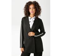 Longblazer ANISTON CASUAL, Damen, Gr. 36, schwarz-weiß (schwarz, weiß), Jersey, Obermaterial: 82% Polyester, 15% Viskose, 3% Elasthan. Futter: 100% Polyester, unifarben mit Farbeinsatz, lässig geschni