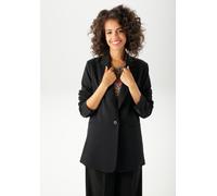 Longblazer ANISTON CASUAL, Damen, Gr. 46, grün (schwarz), Milano Rib, Obermaterial: 68% Polyester, 28% Viskose, 4% Elasthan. Futter: 100% Polyester, unifarben, lässig geschnitten Po-bedeckend, Blazer 