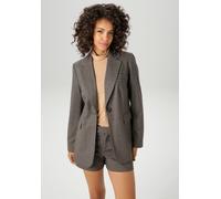 Longblazer ANISTON CASUAL, Damen, Gr. 48, bunt (anthrazit, dunkelbraun, helltaupe, hellbraun), Web, Obermaterial: 65% Polyester, 33% Viskose, 2% Elasthan. Futter: 100% Polyester, Jacquardmuster, karie