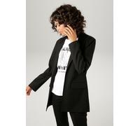 Longblazer ANISTON CASUAL, Damen, Gr. 48, schwarz, Jersey, Obermaterial: 63% Polyester, 32% Viskose, 5% Elasthan. Futter: 100% Polyester, unifarben, lässig geschnitten ca. Mitte Oberschenkel, Blazer L