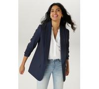 Longblazer ANISTON SELECTED, Damen, Gr. 46, blau (marine), Web, Obermaterial: 95% Polyester, 5% Elasthan. Futter: 100% Polyester, unifarben, lässig geschnitten hüftbedeckend, Blazer Longblazer, mit mo