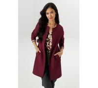 Longblazer ANISTON SELECTED, Damen, Gr. 48, rot (bordeaux), Ottomane, Obermaterial: 100% Polyester, unifarben, figurumspielend ca. Mitte Oberschenkel, Rundhals, eingesetzt normaler Saum, Blazer Longbl