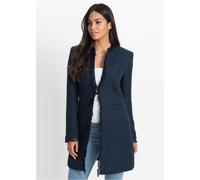 Longblazer BONPRIX, Damen, Gr. 46, dunkelblau, Obermaterial: 100% Polyester. Futter: 100% Polyester, regular fit, Blazer Longblazer, eleganter Bouclé-Look, Regular Fit, mit langem Arm (25141663-46)