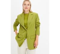 Longblazer BONPRIX, Damen, Gr. 50, grün (moos), Web, Obermaterial: 66% Polyester, 33% Viskose, 1% Elasthan. Futter: 100% Polyester, unifarben, oversize Po-bedeckend, V-Ausschnitt, Manschette, Blazer L