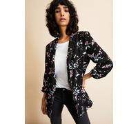 Longblazer BONPRIX "Longblazer", Damen, Gr. 36, schwarz (schwarz geblümt), Obermaterial: 95% Polyester, 5% Elasthan. Futter: 100% Polyester, bequem, Blazer Longblazer, Longblazer (74629642-36)