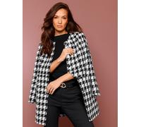 Longblazer CREATION L PREMIUM "Woll-Mix-Blazer", Damen, Gr. 50, schwarz-weiß (schwarz, ecru), 60% Polyester, 40% Wolle, Blazer Longblazer (63384724-50) schwarz, ecru