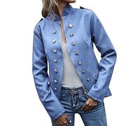 Longblazer Damen Elegant Stehkragen Damen Blazer Für Frauen, Cardigan, Freizeit Business Jacke, Mit Taschen, Deko Knöpfe Vorne Amen Blazer Langer Einfarbiger Knopf Mantel Elegant Langarm Blazerjacke