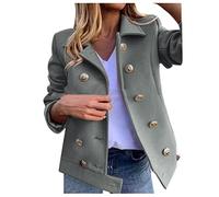 Longblazer für Damen Langarm Casual Slim Top Button Stehkragen Solide Cardigan Business Dünn Kurzblazer Anzugjacke Business Jacke Mode Büro Kurzmantel Damen Blazer