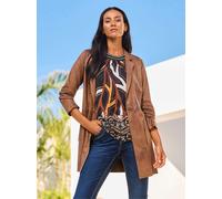 Longblazer HEINE "Blazerjacke", Damen, Gr. 34, cognac, 92% Polyester, 8% Elasthan, Blazer Longblazer (69130647-34) cognac