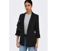 Longblazer JDY "JDYELIZA 3/4 BLAZER TLR", Damen, Gr. L, schwarz, Web, Obermaterial: 97% Polyester, 3% Elasthan, unifarben, hüftbedeckend, tiefer V-Ausschnitt, Blazer Longblazer, mit Stretch (54182938-