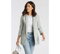 Longblazer LAURA SCOTT, Damen, Gr. 38, grün (mint), Web, Obermaterial: 90% Polyester, 10% Elasthan. Futter: 100% Polyester, figurbetont hüftbedeckend, Blazer Longblazer, mit gerafften Ärmeln (96373443