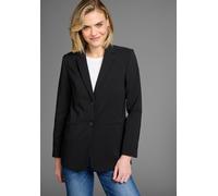 Longblazer LAURA SCOTT, Damen, Gr. 38, schwarz, Obermaterial: 94% Polyester, 6% Elasthan. Futter: 100% Polyester, gestreift, unifarben, lässig geschnitten, Blazer Longblazer, mit konstrastfarbigem Inn