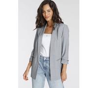Longblazer LAURA SCOTT, Damen, Gr. 40, grau (grau, melange), Web, Obermaterial: 90% Polyester, 10% Elasthan. Futter: 100% Polyester, meliert, figurbetont hüftbedeckend, Blazer Longblazer, mit geraffte