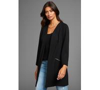 Longblazer LAURA SCOTT, Damen, Gr. 46, schwarz, Jersey, Obermaterial: 95% Polyester, 5% Elasthan, figurbetont, tiefer V-Ausschnitt, Blazer Longblazer, mit Reißverschlüssen (47539108-46) schwarz