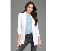 Longblazer LAURA SCOTT, Damen, Gr. 46, weiß, Web, Obermaterial: 90% Polyester, 10% Elasthan. Futter: 100% Polyester, figurbetont hüftbedeckend, Blazer Longblazer, mit gerafften Ärmeln (63405326-46) we