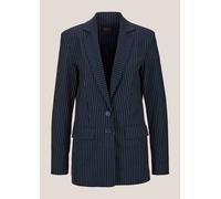 Longblazer MADELEINE "Blazer Eleganter, taillierter Blazer", Damen, Gr. 42, blau (marine, weiß), Obermaterial: 70% Viskose CV. 19% Polyamid PA. 8% Polyester PES. 3% Elasthan EL., Modern, normal, Blaze