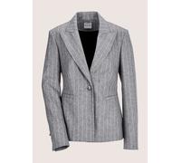 Longblazer MADELEINE "Blazer Trendstarker Nadelstreifen-Blazer", Damen, Gr. 38, grau (silbergrau, wollweiß), Obermaterial: 67% Wolle WO. 30% Polyamid PA. 3% sonstige Fasern AF., Modern, normal, Blazer