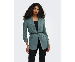 Longblazer ONLY "ONLKALINA 3/4 OPEN BLAZER CC TLR", Damen, Gr. 34, grün (balsam grün), Web, Obermaterial: 97% Polyester, 3% Elasthan, unifarben, loose fit hüftbedeckend, V-Ausschnitt, Blazer Longblaze