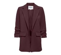 Longblazer ONLY "ONLKALINA 3/4 OPEN BLAZER CC TLR", Damen, Gr. 36, braun (fudge), Web, Obermaterial: 97% Polyester, 3% Elasthan, unifarben, loose fit hüftbedeckend, V-Ausschnitt, Blazer Longblazer, Ma