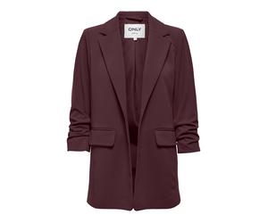 Longblazer ONLY "ONLKALINA 3/4 OPEN BLAZER CC TLR", Damen, Gr. 42, braun (fudge), Web, Obermaterial: 97% Polyester, 3% Elasthan, unifarben, loose fit hüftbedeckend, V-Ausschnitt, Blazer Longblazer, Ma