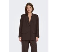 Longblazer ONLY "ONLLINDA-RAVEN L/S BF BLAZER TLR NOOS", Damen, Gr. 42, coffee bean, Web, Obermaterial: 74% Polyester, 20% Viskose, 6% Elasthan, unifarben, oversize Po-bedeckend, Blazer Longblazer, Ma