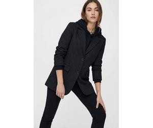 Longblazer ONLY "ONLREINA L/S PINSTRIPE BLAZER TLR NOOS", Damen, Gr. 38, grün (schwarz stripes:cloud dancer pinstripes), Web, Obermaterial: 97% Polyester, 3% Viskose, Nadelstreifen, oversize, tiefer V