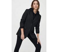 Longblazer ONLY "ONLREINA L/S PINSTRIPE BLAZER TLR NOOS", Damen, Gr. 42, schwarz (schwarz stripes:cloud dancer pinstripes), Web, Obermaterial: 97% Polyester, 3% Viskose, Nadelstreifen, oversize, tiefe