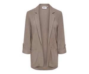 Longblazer ONLY "ONLSIESTA 3/4 OPEN LIN BL BLAZE TLR NOOS", Damen, Gr. 34, walnut, Web, Obermaterial: 80% Viskose, 20% Leinen, unifarben, loose fit hüftbedeckend, V-Ausschnitt, Blazer Longblazer (4330