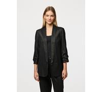 Longblazer PIECES "PCBOSELLA 3/4 GLITTER BLAZER NOOS", Damen, Gr. XS, grün (schwarz detail:gold lurex), Web, Obermaterial: 71% Polyester, 25% Viskose, 3% metallisierte Fasern, 1% Elasthan, leicht glän