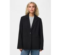 Longblazer PIECES "PCBOSELLA LS LOOSE BLAZER NOOS BC", Damen, Gr. S, schwarz, Web, Obermaterial: 79% Polyester, 16% Viskose, 5% Elasthan, unifarben, hüftlang, V-Ausschnitt, Blazer Longblazer, Material