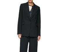 Longblazer S.OLIVER BLACK LABEL, Damen, Gr. 38, blau, Web, Obermaterial: 47% Polyester, 47% Viskose, 6% Elasthan. Futter: 100% Polyester, regular fit hüftbedeckend, mit Knöpfen, Blazer Longblazer, im