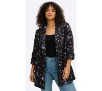 Longblazer SHEEGO "Blazer", Damen, Gr. 56, schwarz, koralle, bedruckt, 100% Polyester, Blazer Longblazer (89030511-56) schwarz, koralle, bedruckt