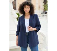 sheego Blazer mit Schalkragen und gerafftem 3/4-Arm, blau, 48 tiefblau