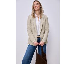 Longblazer STREET ONE, Damen, Gr. 38, smooth sand beige, Stoff, Obermaterial: 91% Polyester, 9% Viskose; Futter: 100% Polyester, unifarben, normal lang, V-Ausschnitt, abgesteppt, Blazer Longblazer, mi