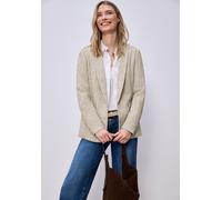 Longblazer STREET ONE, Damen, Gr. 40, beige (smooth sand beige), Stoff, Obermaterial: 91% Polyester, 9% Viskose. Futter: 100% Polyester, unifarben, normal lang, V-Ausschnitt, abgesteppt, Blazer Longbl