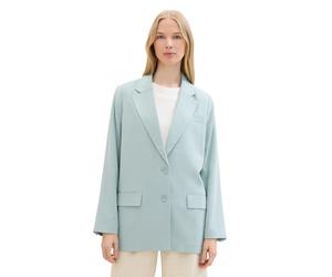 Longblazer TOM TAILOR, Damen, Gr. 42, blau (dusty mint blau), Obermaterial: 92% Viskose, 8% Polyester. Futter: 100% Polyester, regular fit lang, tiefer V-Ausschnitt, mit Knöpfen, Blazer Longblazer, mi