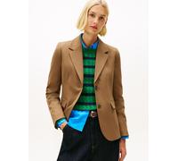 Longblazer TOMMY HILFIGER "TIMELESS WOOL REG STRT SB BLAZER", Damen, Gr. 36, nordic taupe, Web, Obermaterial: 54% Polyester, 44% Wolle, 2% Elasthan, unifarben, regular fit, V-Ausschnitt, Blazer Longbl