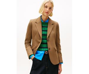Longblazer TOMMY HILFIGER "TIMELESS WOOL REG STRT SB BLAZER", Damen, Gr. 36, nordic taupe, Web, Obermaterial: 54% Polyester, 44% Wolle, 2% Elasthan, unifarben, regular fit, V-Ausschnitt, Blazer Longbl